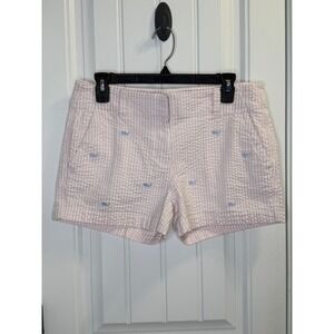 Vineyard Vines Seersucker Whale Shorts 6 Pink Excellent Coastal Preppy